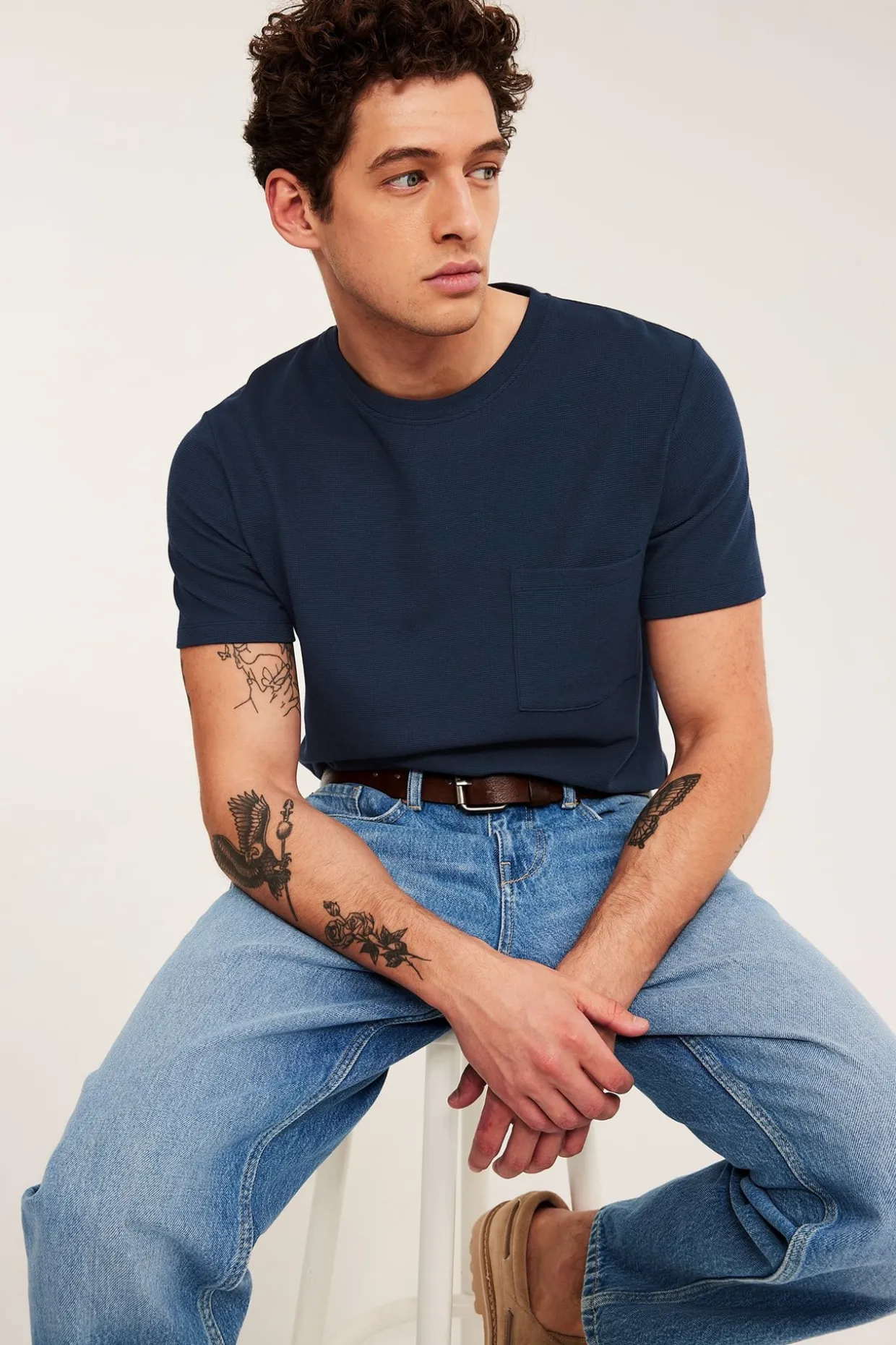T-shirt z wzorem strukturalnym, regularny krój