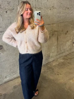 Wciągane jeansy barrel fit cropped