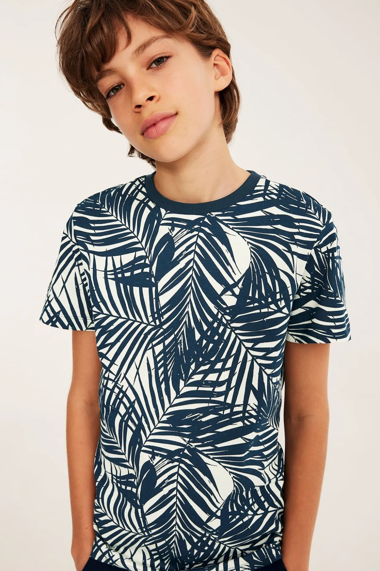 Wzorzysty t-shirt z trykotu bawełnianego